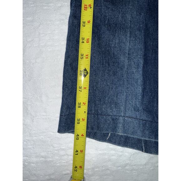 Vik Vizette Vtg 1970s Denim Jeans Embroidered Cockatoo Hippie Bell Bottom Sz 36 - Picture 9 of 16